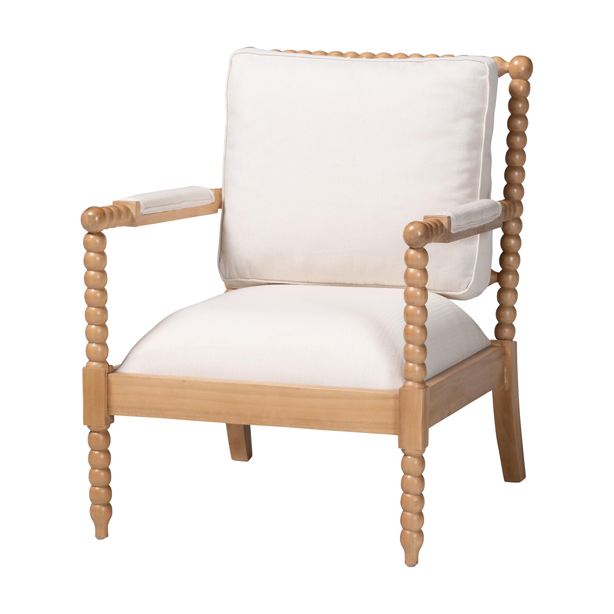 bali & pari Gracie Bobbin Wood Armchair with Padded Armrests